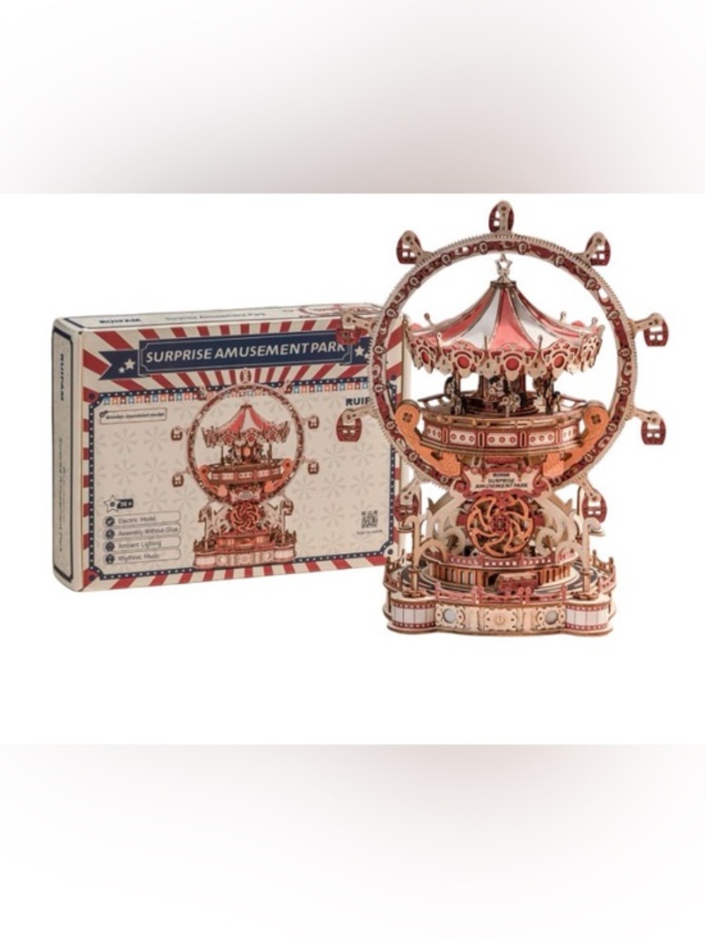 New/Sealed RUIFAM Surprise Amusement Park 3D wooden puzzle WITH MUSIC BOX